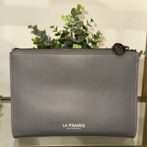 La Prairie Charcoal Leather Pouch